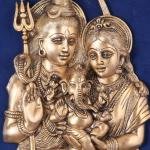 Brass Divine Family Wall Hanging | 11.5" x 7.5" x 1.5" | 2.70 kg | Lord Shiva Parvati Baby Ganesha | Sacred Hindu Art | Auspicious Decor | Jaipurio